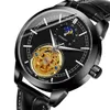 Armbandsur Black Design Fashionable Men Swomen's Leather Watch Automatic Mechanical Waterproof Sapphire Mirror