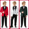男子スーツフォーマルな単色のスーツボーイズブレザーベストとズボンの衣類セットウェディングパーティーホスト2024年春秋