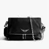 Bolsa de Sac Zadig Voltaire Bag Zv Bag Farfetch Bail Bain de diseñador alas de la cadena de diamantes Mujer, hombro de hombros, cartera de bolos de cuero, bolsos de cuerpo de cuero 898