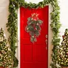 Decorative Flowers Wreath Lights With Timer 2024 Christmas Decorations PVC Upside Down Tree Simulation Flower Door Home Sign