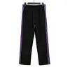 Pantalons pour hommes aiguilles Arrivée en sangle violette Stripe Stripe Butterfly Pantalons Zipper 1: 1 hommes femmes surdimension