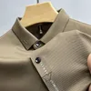 High End Brand broderi mode polo skjorta kort ärm herr sommaris silkes sömlöst andningsbar lapel t-shirt 240415