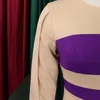Robes décontractées Femmes Elegant Bodycon Robe Block Color Patchwork O Cou