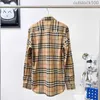 Fashion Luxury Buurberlyes Clothes for Women Men Solid Color Patchwork Plaid Cuffs Long Sleeved Shirt Mens Womens Outerwear with Brand Original Logo