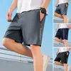 Mäns shorts Mid-Rise Elastic Waistband Dxhet fickfickor Wide Leg Men Summer Ice Silk Short Sweatpants