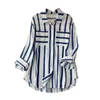 Frauenblusen Frauen vertikaler Streifenhemd Trendy Casual Striped mit Reverskragen losen Fit Single Breaced Long für Streetwear