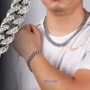 Euro-n Alloy Cuban Chain Diamond Bracelet 12mm Full Men and Women Hip-hop Style Gold-plated Necklace