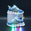 Tennis Shoe LED DZIECKO TRAURER CARTOON Boy Casual Sneaker for Kid Girl Mesh Oddychane dziecko iluminowane 240415