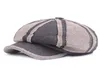 2022 New Dark Grey Patchwork Cotton Octagonal Hat Women Distress Painter Cap Autumn Winter Men Newsboy Caps Whole5622781