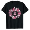 Frauen T-Shirts Sonnenblumen rosa Brustkrebsbewusstsein Frauen Krieger T-Shirt Grafisches T-Shirt für