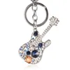 Keychains Unique Guitar Rhinestone Key Wallet Bag Buckle Handbag Crystal Pendant Car Chain YSK066