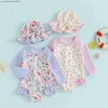 One-pièces princesse florale imprime bébé filles téméraire biscasseur de bobinerie de maillot de bain bébé combinaison de bain d'été pour bébé de natation Q240418