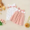 Robes de fille Summer Fleur Robe de bébé Sans manches Bowknot des vêtements pour enfants minces respirant 0 à 3 ans