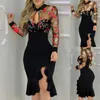 Basic Casual Dresses Women Elegant Cocktail Party Evening Chic Luxury Asymmetrical Formal Occasion Dresses Long Sleeve Prom Bodycon Dress Clothes