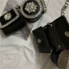 2 peças de diamante bolsas de ombro cravejadas para mulheres mini PU crossbody saco decorar bolsas de peito de corrente bolsa de luxo bolsa de moeda de luxo