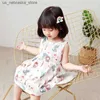 女の子のドレスガールズドレスコットンサマーチルドレン服ガールドレスフラワードレスノースリーブプリンセスパーティー服child