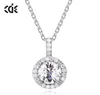 Sidel Round Pendant 925 Sterling Silver Necklace with rovski Crystal Clavicle Chain for Women4098267