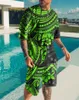 Set de chándal de verano masculino Serie africana tótem traje de jogging traje de camiseta colorida trajes de camiseta 3D impresas transpirables 2 piezas 240417
