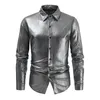 Casual shirts van heren shirts shirt LAPE lange mouw heren heren nachtclub feestje T aankleden polyester gewone glanzende