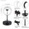 Continuous Lighting New desktop foldable phone stand with LED ring light selfie light portable stand tripod suitable for live video blogs Y240418