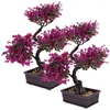 Fleurs décoratives 2 PCS Desktop Artificial Potted Office Dinning Table Decor Welcome Welcome Pine Bonsai Plastic Statue