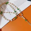 Catene catene di maglioni primavera collana di perle d'acqua dolce donna cristallo fragole naturale 8mm verde 70 cm di lunghezza 7-8 mm alla moda