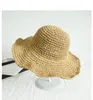 Prosta dziewczyna Raffii Sun Hat Wide Brim Floppy Letnie czapki dla kobiet na plaży Panama Słomka Dome Bułyn Hat Femme Shade Hat 240323