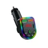 Car P20 Wireless Hands-free Car Charger 3 Ports Colorful Atmosphere Lights Dual USB Bluetooth FM Transmitter Car MP3 Fast Charing Car Phone Charger