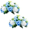 Fleurs décoratives 2 Pack Ball artificiel 15 têtes Roses en plastique Fausse fleur avec bouquets de mariage Bouquets Centres de table Decor Home