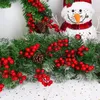 Decorative Flowers 1/20pcs Christmas Fake Holly Berry Branch 12 Heads Artificial Red Stems DIY Wreath Xmas Tree Ornament Year Party Decor