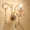 Wall Lamp European Beside Lamps Light Crystal Living Room Gold Candle Romantic Bedroom Lights