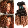 Wefts Aunty Funmi #1B/30 Medium Auburn Ombre Virgin Brazilian Hair Weave Bundles Romance Curls Ombre Reddish Brown Human Hair 3Pcs Bundl