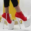 Sandals Jialuowei 20cm High Heel Red Canvas Blacklight Sneaker Shoes Platform Stripper Exotic Dancing High Heel