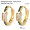 Stud Earrings Trendy Hoop For Women Copper Colorful Inlaid Zircon Square Cubic Cartilage Earring Piercing Jewelry Girl Gift