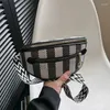 Bolsas de cintura Stripe vertical elegante Pacote de fã de couro para mulheres Bolsa de lazer fêmea pacote feminino Lady Wide Crossbody Cheat