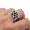 Cluster Rings S925 Sterling Silver For Men Genuine Fashion Ethnic Style Hollow Mongolian Pattern Agate Wide Vintage Couple Jewelry