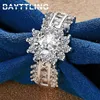 Cluster Rings 925 Sterling Silver 7/8/9/10# Fine Snowflake Zircon Ring Women Fashion Wedding Temperament Girlfriend Jewelry Accessories