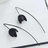 Stud Earrings Fashion Bijoux Simple Handmade Copper Wire Brincos Oorbellen Black Flowers Women Jewelry De Gota Feminin