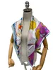 Шелковый шарф 2024 Purple Wool Silk Cashmere Scarf 90*90 см женского роскошного дизайнера Большой платок