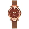 Montre-bracelets Rose Gold Femmes Watch 2024 Top magnétique Starry Sky Lady Wristwatch Mesh Female Clock Femme pour Dropship Relogio Feminino