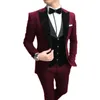 Herrenanzüge grüne Männer schlank Fit 3 Teile tragen Hochzeitsbuam Tuxedos Blazer Weste Hosen Kostüm Homme