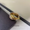 حلقات مجوهرات مصممة عالية المصمم للسيدات كارتر كلاسيك ثلاثة حلقة خاتم الزوجين رنين 18K روز الذهب أنثى 1: 1 مع شعار حقيقي