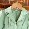 Jackets Jacket for Girls 4-7 jaar groene trenchcoat met dubbele borsten Stijlvolle Koreaanse casual meisjes '