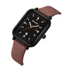 Нарученные часы мужчины смотрят простые деловые винтажные Quartz Number Number Strap Minimal Cleam Classic Black Leather