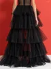 Skirts Long Tutu For Women Elastic Waist Pleated High Low Tiered Tulle Skirt Mesh Asymmetrical Ruffle Layered Maxi