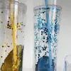 Lavande paillettes narlescentes 16oz en plastique acrylique Isulaté voyage double couche transparent boisson froide tasse disponible avec couvercles et paille