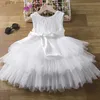 Mädchenkleider Kleinkind Girl Tutu Kleid Baby Girls Spitze Blume Birhday Party Prinzessin Kleid süßes Mädchen V-Back Fluffy Kostüm für Hochzeit Alter 2 4 6