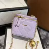 2024 8 Colors Ladies Designer Mini Vanity Box Base Bag 10cm Calfskin Leather Gold Ball RobaLasse chain counter cross body body body with mirror cosmetic