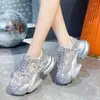 Casual Shoes Womens Chunky Platform Sneakers 2024 Thick Bottom Sports Woman Bling Rhineston Trainers Zapatillas De Mujer For Female