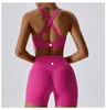 LL8047 Outfit da yoga da donna due pezzi gilet+pantaloni abiti da fitness aderenti da corsa elastico allenamento con abbigliamento sportivo in alto in vita traspirato